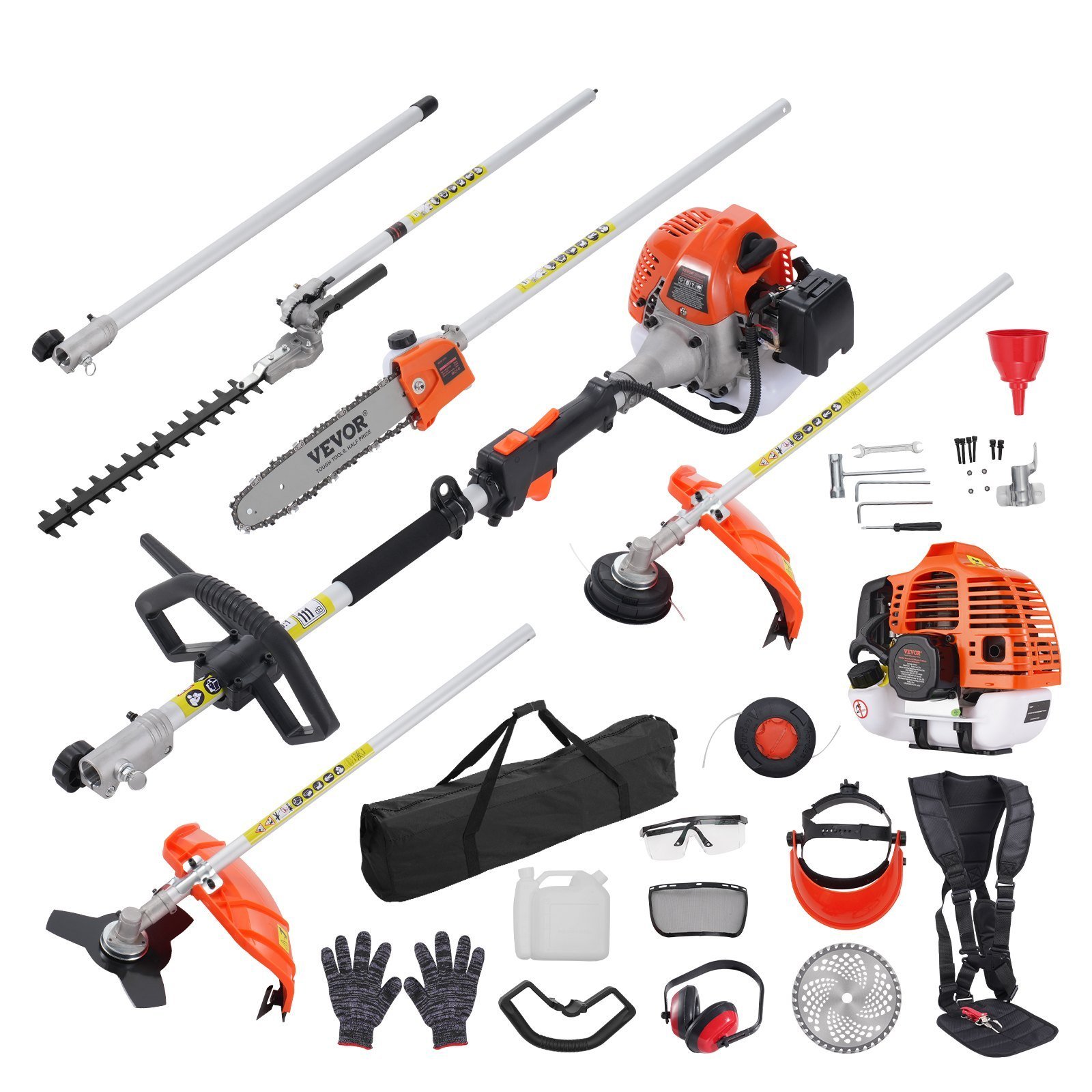 010b8ea3-d293-4c08-a90d-871ed1ceb621.jpg 43CC 6-in-1 Multi-Functional Trimming Tools, Gas Hedge Trimmer, Weed Eater, String Trimmer, Brush Cutter, Edger, Pole Saw Chainsaw Pruner With Extension Pole - Image 1
