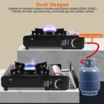 1Pc 3300W Portable Camping Stove Butane Canister Dual Fuel Burner Piezo Electric Ignition Single Burner With Automatic Tank Ejection Overpressure Cut Off Carry Case For Camping Hiking Picnic Fishing B - Image 4
