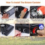 1Pc 3300W Portable Camping Stove Butane Canister Dual Fuel Burner Piezo Electric Ignition Single Burner With Automatic Tank Ejection Overpressure Cut Off Carry Case For Camping Hiking Picnic Fishing B - Image 3