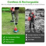 Electric Cordless Grass Trimmer Rechargeable Lawn Mower Weed Cutter With Alloy Saw Blade 2 Alloy Blades 5 Plastic Blades 2 Rechargeable Batteries Goggles Gloves Auxiliary Handle - Image 2