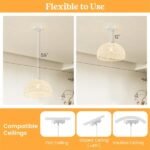 Height-Adjustable Farmhouse Rattan Pendant Lights With Adjustable Hanging Rope - Image 3