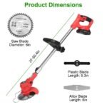 Electric Cordless Grass Trimmer Rechargeable Lawn Mower Weed Cutter With Alloy Saw Blade 2 Alloy Blades 5 Plastic Blades 2 Rechargeable Batteries Goggles Gloves Auxiliary Handle - Image 6