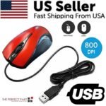 USB 2.0 Optical Wired Scroll Wheel Mouse For PC Laptop Notebook Desktop Red Mice - Red