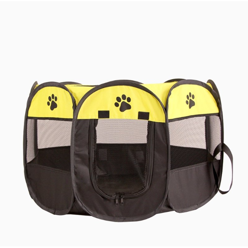 CJJJCWGY00115-Yellow-74x74x43CM Folding Octagonal Pet Fence Oxford Cloth Cat And Dog Kennel - Image 1