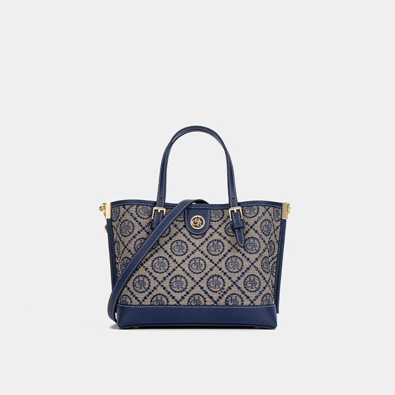 CJNS256267401AZ New Jacquard Star Diamond Portable Small Tote Bag - Blue/29x15.5x19cm - Image 1