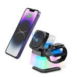 4 In 1 Rotatable Colorful Lighting Wireless Charger Stand For Phone 15 14 13 12 Pro Max 8 7 Holder Magnetic Fast Charging Station - Image 2