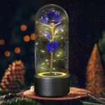 Creative 2 In 1 Rose Flowers LED Light And Bluetooth-compatible Speaker Valentine's Day Gift Rose Luminous Night Light Ornament In Glass Cover - Image 3