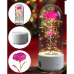 Creative 2 In 1 Rose Flowers LED Light And Bluetooth-compatible Speaker Valentine's Day Gift Rose Luminous Night Light Ornament In Glass Cover - Image 6
