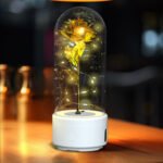 Creative 2 In 1 Rose Flowers LED Light And Bluetooth-compatible Speaker Valentine's Day Gift Rose Luminous Night Light Ornament In Glass Cover - Image 10