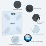 Smart Digital Scale For Body Weight High Accuracy BMI Weight Scale Full Body Composition Analysis Sync With APP 4mm Tempered Glass 397LBS Capacity LCD Display - White