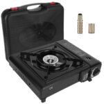 1Pc 3300W Portable Camping Stove Butane Canister Dual Fuel Burner Piezo Electric Ignition Single Burner With Automatic Tank Ejection Overpressure Cut Off Carry Case For Camping Hiking Picnic Fishing B - Image 2