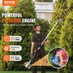 43CC 6-in-1 Multi-Functional Trimming Tools, Gas Hedge Trimmer, Weed Eater, String Trimmer, Brush Cutter, Edger, Pole Saw Chainsaw Pruner With Extension Pole - Image 6