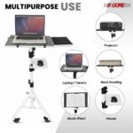 Projector Stand 29.5 To 71 Inch Adjustable Tripod 2 Shelves Portable Laptop Cart W Phone Holder - Image 7