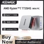 AMD Ryzen 7 7735HS Mini PC – 16GB DDR5, 512GB NVMe SSD, Triple 4K Display, WiFi 6, BT 5.2, Windows 11 Pro