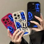 Soft Protective Case for iPhone 11–17 Series – Blue & White with Black Accents