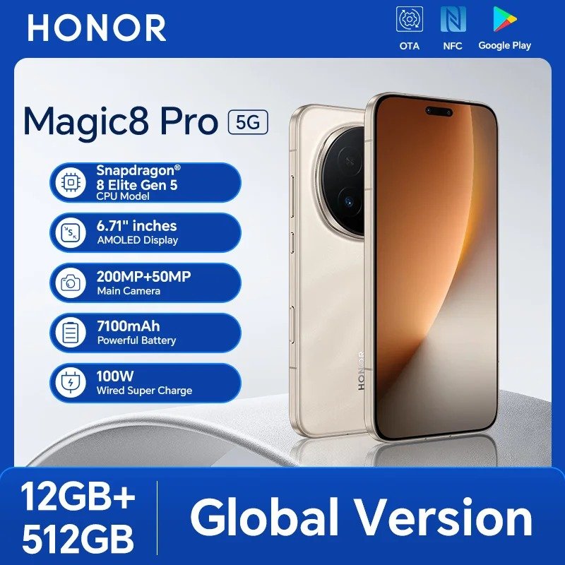 main-image-2-8.jpeg HONOR Magic8 Pro Global – 12GB+512GB, 6.71" 120Hz OLED, 200MP Cameras, 7100mAh Battery, 100W SuperCharge, Android 16 - Image 1